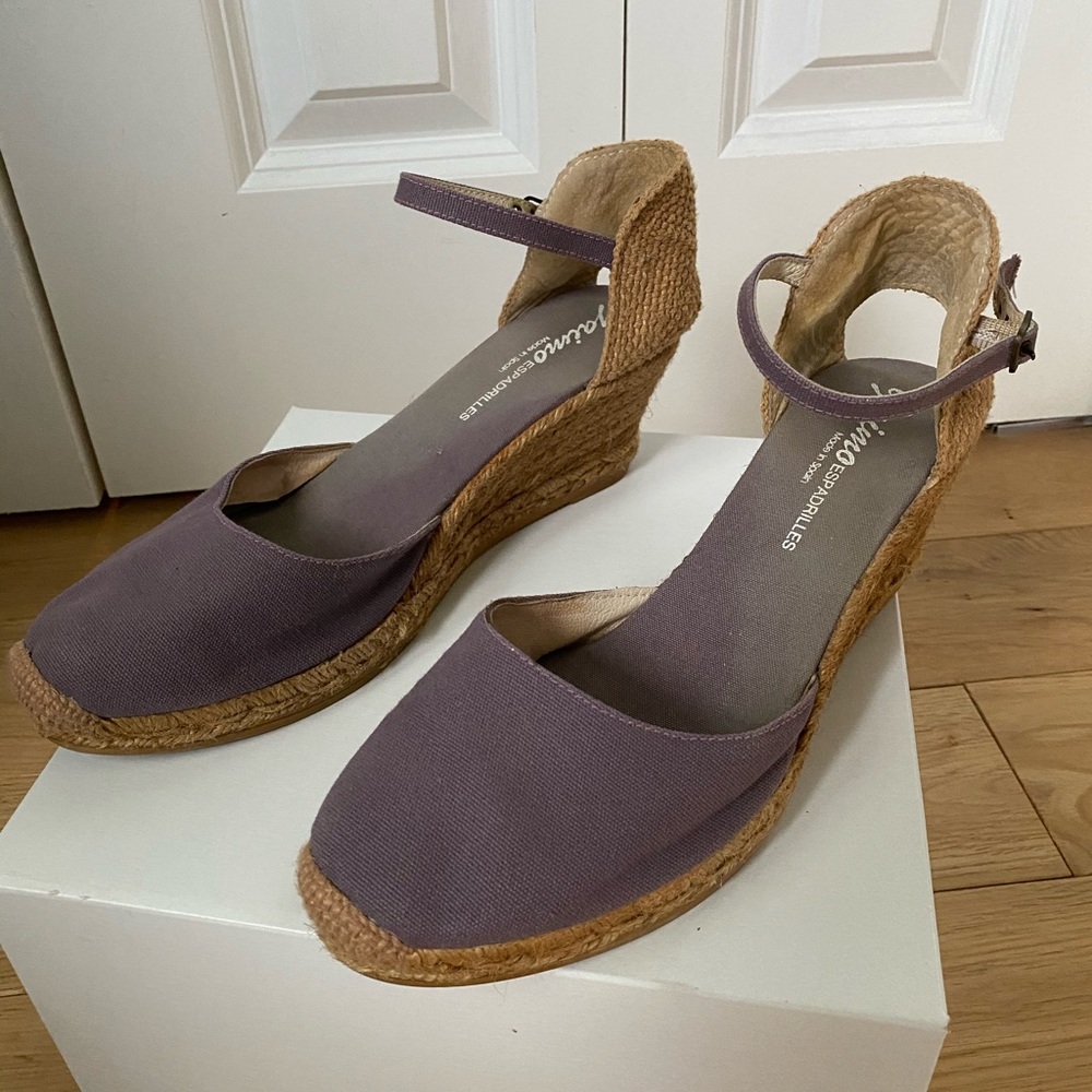 Lilac wedge heel espadrilles